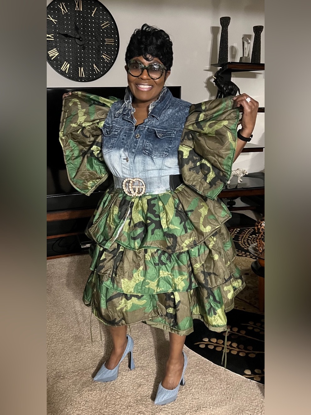 Camouflage and Denim Dress